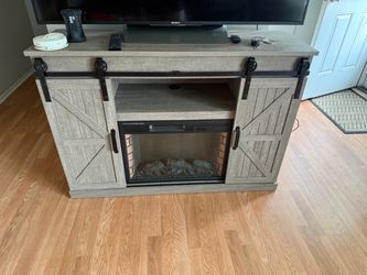 Farmhouse TV Stand with Electric Fireplace