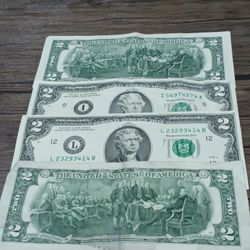 This Is A Very Great (4)Lots (2)Dollars Bill's Perfect Condition Collectors Collectable 