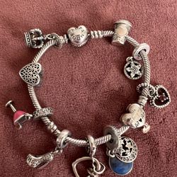 Authentic Pandora Bracelet With 10 Charms