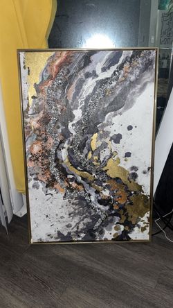 Set of 2 Abstract Gold & Gray Canvas Wall Art – Modern Home Decor