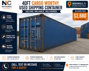 40FT Cargo Worthy Shipping Container – Jacksonville, FL – Delivered $2,680