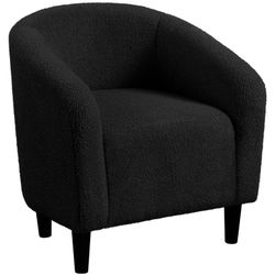 Accent Chair Modern  Arm Club Chair Faux Leather Tub Barrel Style for Living Room Bedroom Reception Room $135 