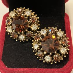 Gorgeous Vintage Costume Stone Clip Earrings
