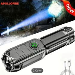 USB Rechargeable Flashlight Telescopic Zoomable Spotlight T6 Lamp Beads Long-Range 1000m Portable Floodlight Mini Handheld Flashlight for Outdoor Emer