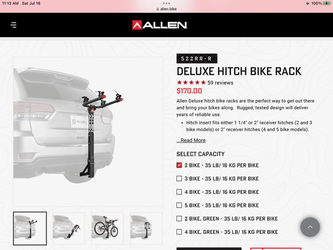 Allen Deluxe Hitch- Bike Rack