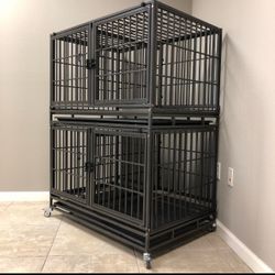 2 tier Heavy Duty 42” Dog Kennel Cages with divider