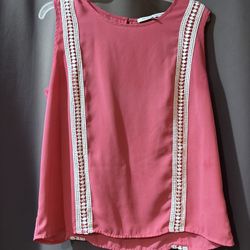 Collective Concepts Women's Sleeveless Top w/ Crochet Trim Size M Pink