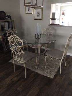 Dining Table Glass Top With Four Chairs (other Matching Pieces).