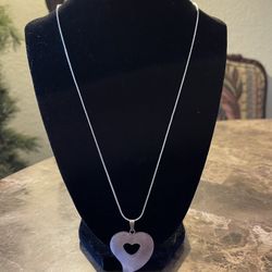 💕Rose Quartz Heart Necklace Pendant On Sterling Silver Chain