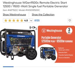 Brand New Westinghouse WGen9500c Portable Generator