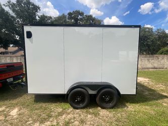 Enclosed Cargo Trailer Tandem Axle White