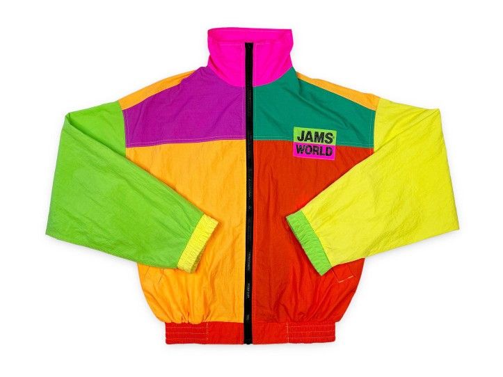 Large Vintage Jams World 80s 90s Neon Colored Windbreaker L Jacket