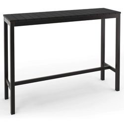 Outdoor Bar Table, 32" Black Patio Bar Height Counter Table, Weather Resistant, Waterproof HDPS Slatted Top Console Table for Hot Tub, Balcony, Yard, 