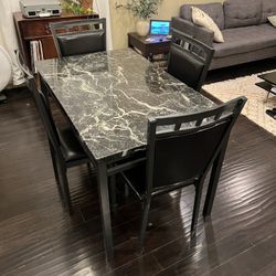 Modern Black Dining Table With 4 Matching Chairs