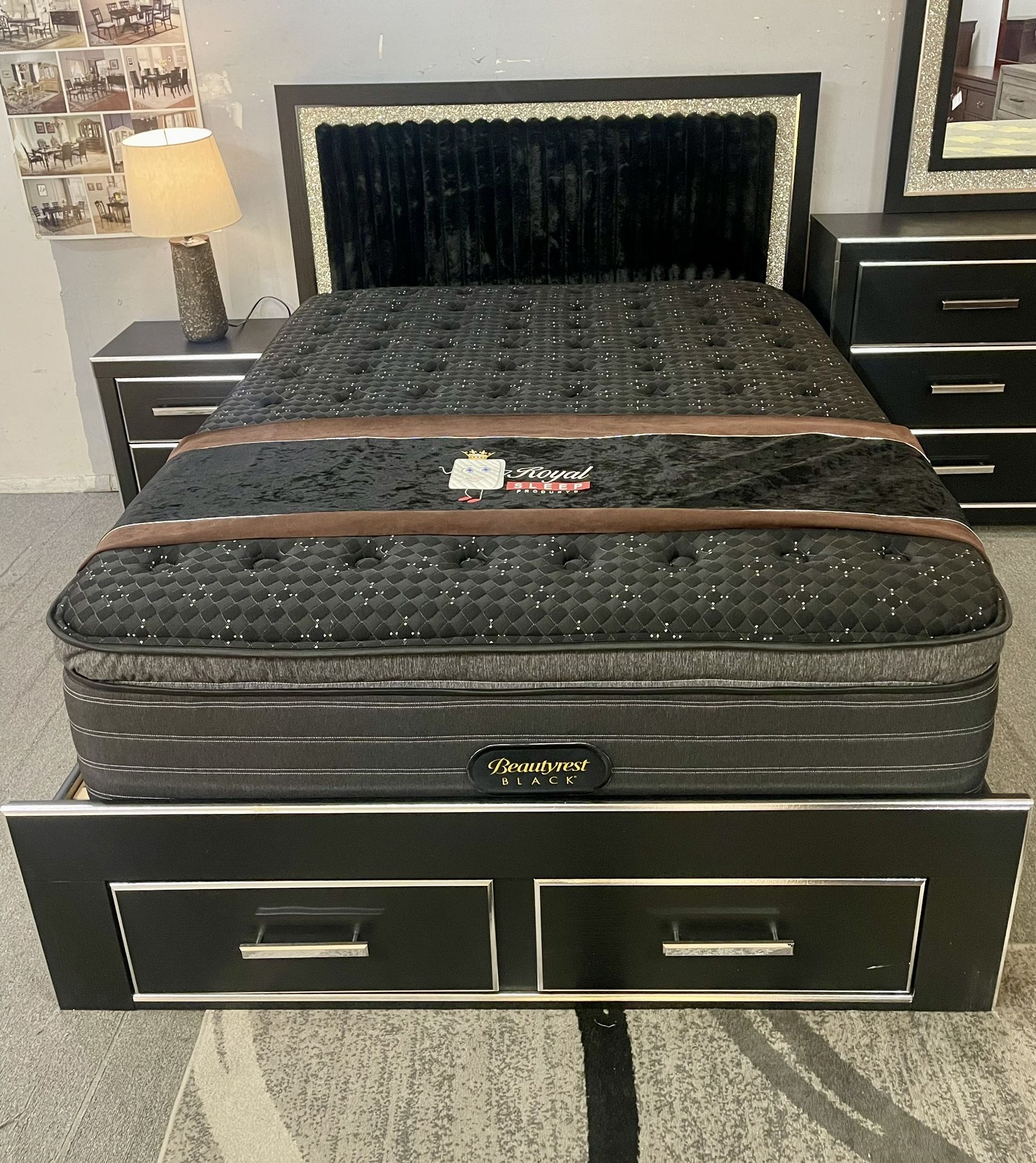 Flash Sale! Queen Ashley Crystal Bed With Storage Draws On Sale!!