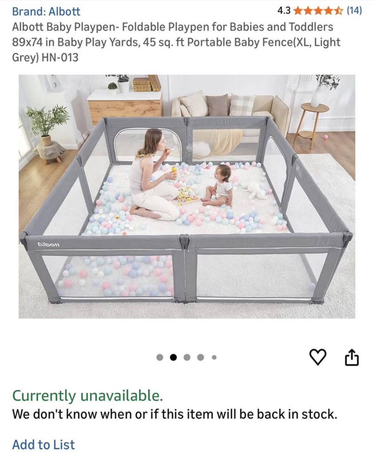 Baby Playpen - Size 89 X 74