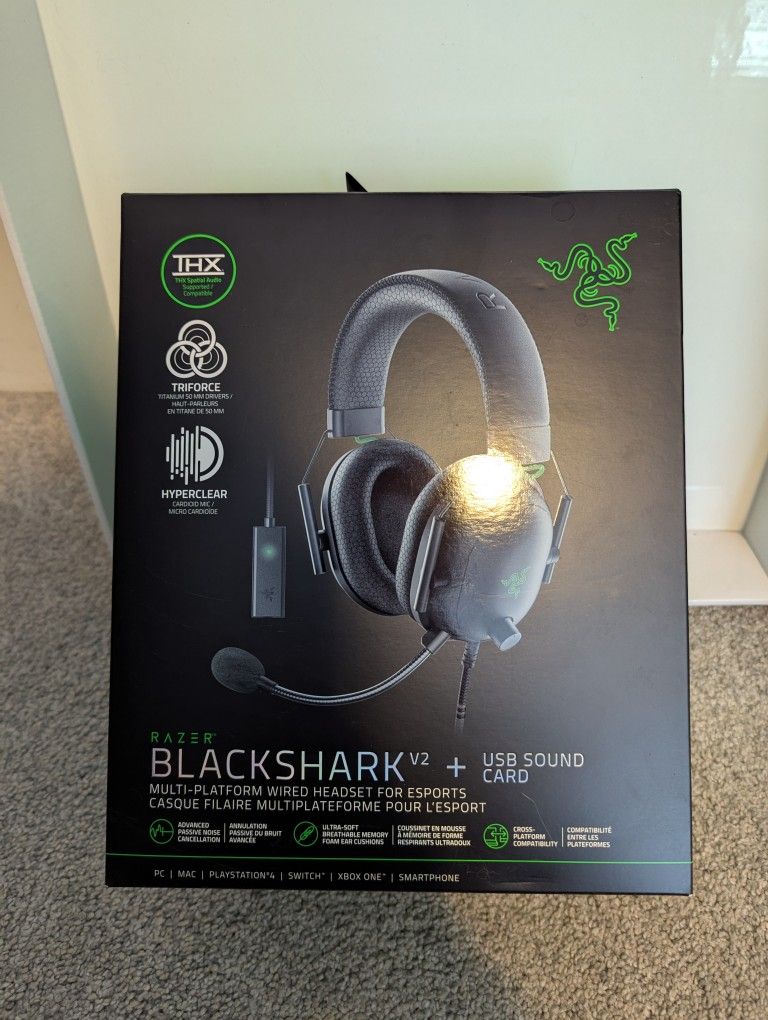 Razer BlackShark V2 Black Wired Over The Ear Gaming Headset - DAMAGED CABLE
