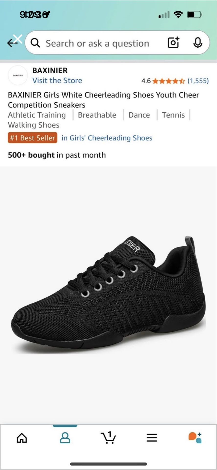 Black Cheer Shoes - Girls Size 3