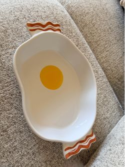 Tabitha Brown Stoneware Oval Baking Dish 0.5 qt White/Yellow/Brown 350°F