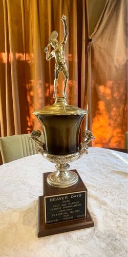 Vintage tennis trophy 25" tall