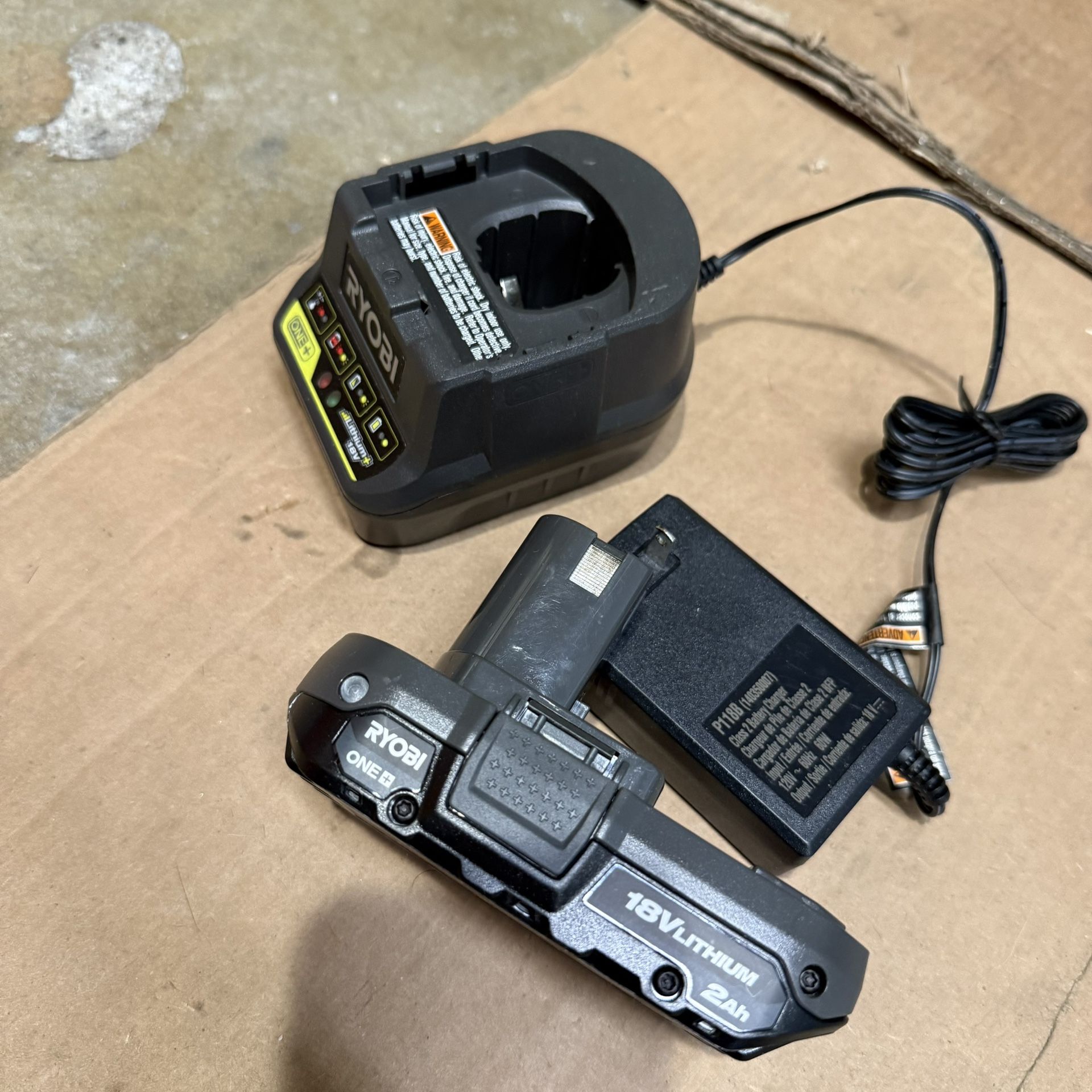 RYOBI ONE+ 18V Lithium-Ion Charger and 2.0ah Battery