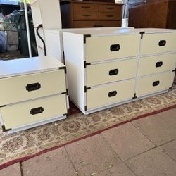 1970 Campaign Style Dresser + Night Stand