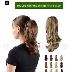 13" Ponytail Extension Long Curly Ponytail Clip in Claw Hair Extension Natural Looking Synthetic 