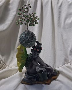 Fairy Figurine with Wire Bead Tree Sculpture