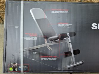 Weider XR 5.9 Adjustable Slant Workout Bench with 4-Roll Leg Lockdown and Exercise Chart gym bench chest press weights flys flat