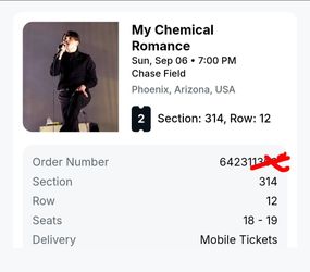 2 my chemical romance tickets