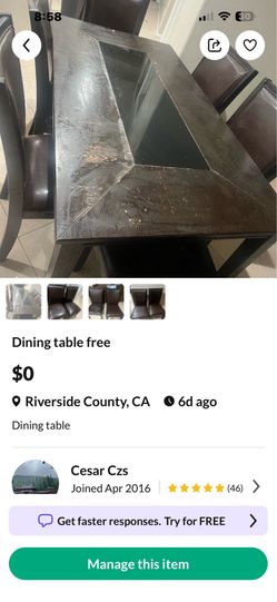 Free dining table and chairs