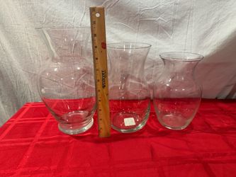Lot of 3 clear glass vases