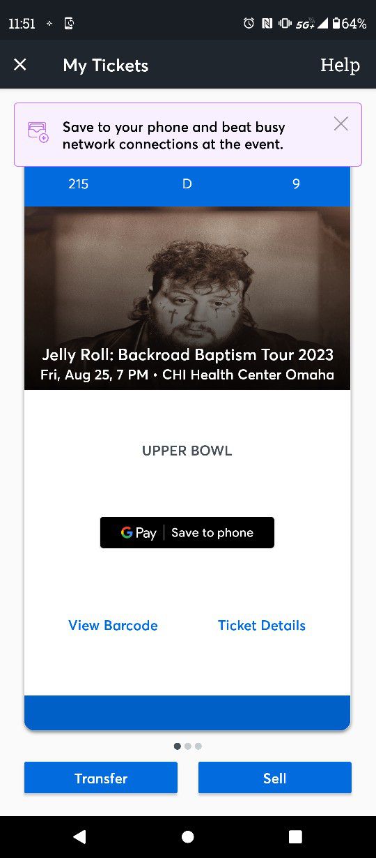 3 Jelly Roll Tickets  In Omaha Nebraska At The Chi Event Center On Aug 25th 