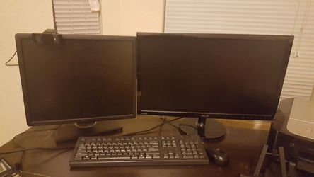 130.00 for 2 monitors...1 Dell 21 inch monitor and 1 Asus 26 inch monitor includes keyboard and mouse