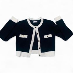 Cute Comfy White and Black Urban Revivo CONTRAST TRIM TWEED CARDIGAN   🌟 size small   #UrbanRevivo #cardigan #y2k #sweater #cute summer winter artsy 
