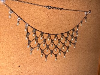 Antique 1920s Sterling & real pearl necklaces w flowers amazing piece