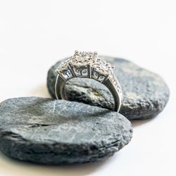 Diamond  Princess Triple Halo Engagement Ring