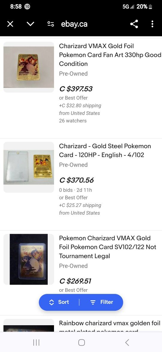 Charizard VMAX Gold Foil Pokemon Card Fan Art 330hp Good Condition  Pre-Owned for Sale in Modesto, CA - OfferUp