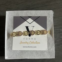 18K Gold Plated Pink Heart-shaped linked bracelet