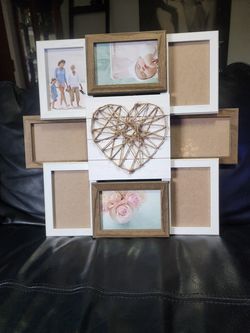 Rustic wood heart 8 photo collage 4x6 picture frame