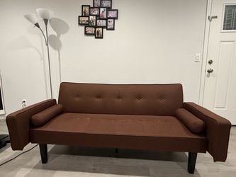 Brown Fabric Futon Sofa Bed