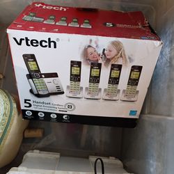 Vtech 5  &  ATT 3 piece  cordless phones & vintage Rolodex