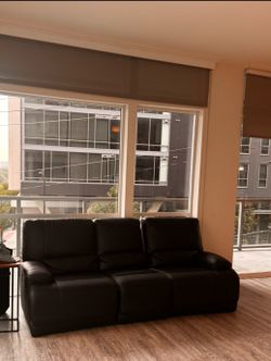 MOVING SALE: Black Leather Recliner Sofa – Need Gone ASAP