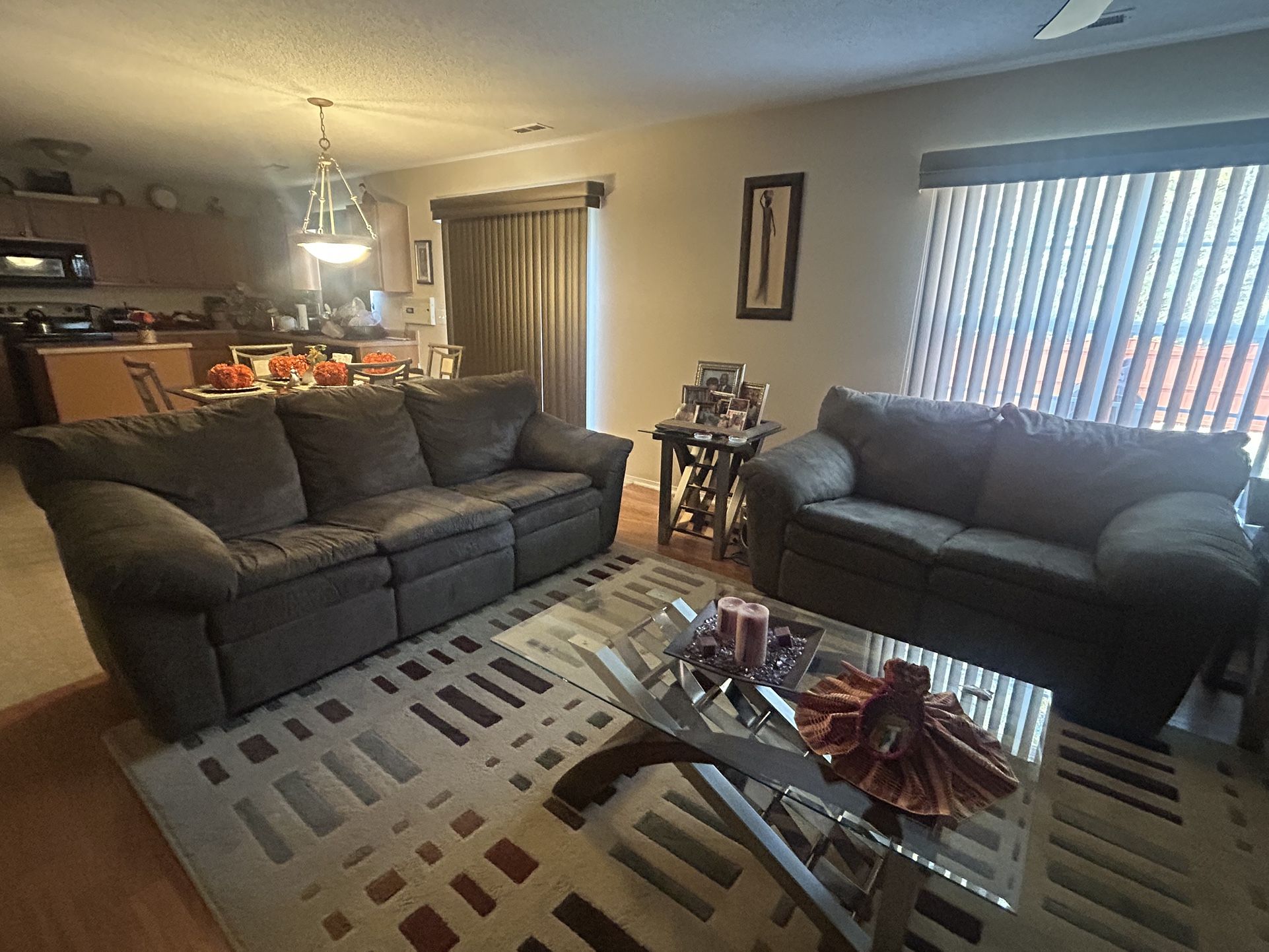 Great Condition: Reclining Sofa and Loveseat Only- Green