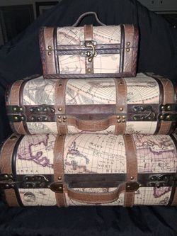 Old World Map Suitcases