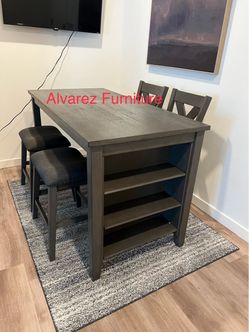 Dining table set with bench