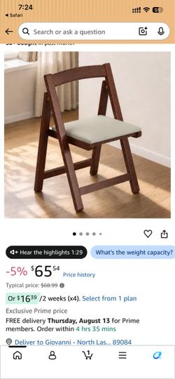 Wooden Folding Chair with Cushioned Seat, Portable Folding Dining Chair, Stackable Solid Wood Chair