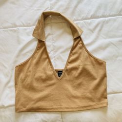 Shein Tan Halter Crop Top