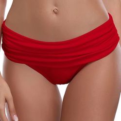 NEW SHEKINI Red Ruched Bikini Bottoms - Size Small