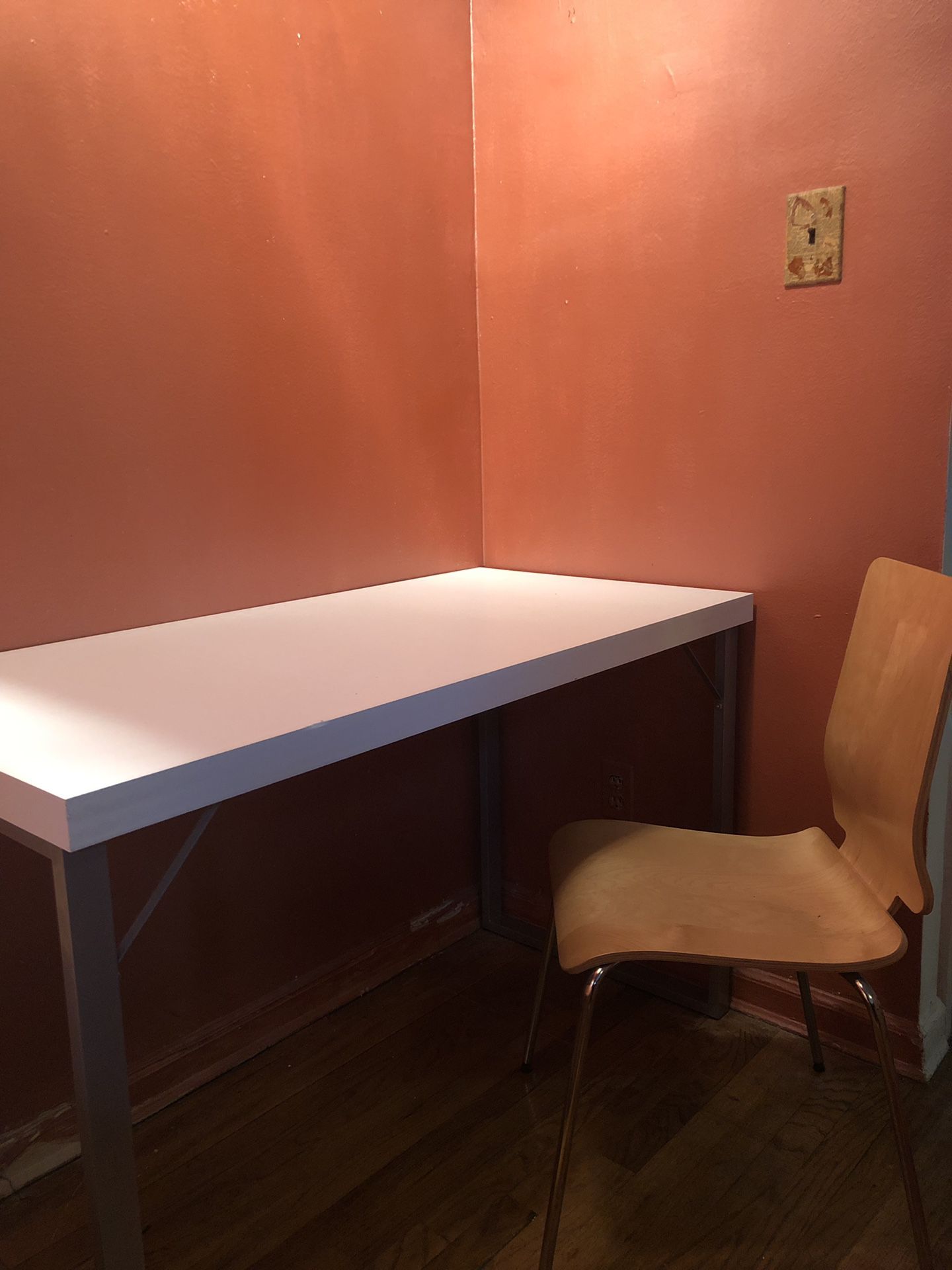 Simple White Desk + Free Chair